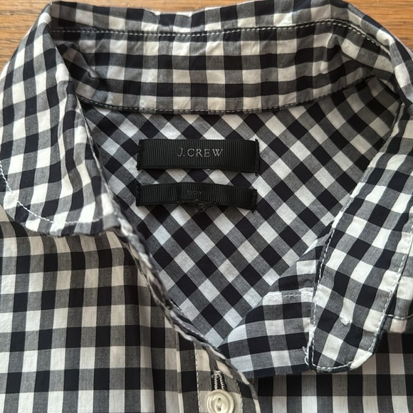 🧢J. Crew navy/white check boy shirt with round collar. Size S. - Picture 5 of 10